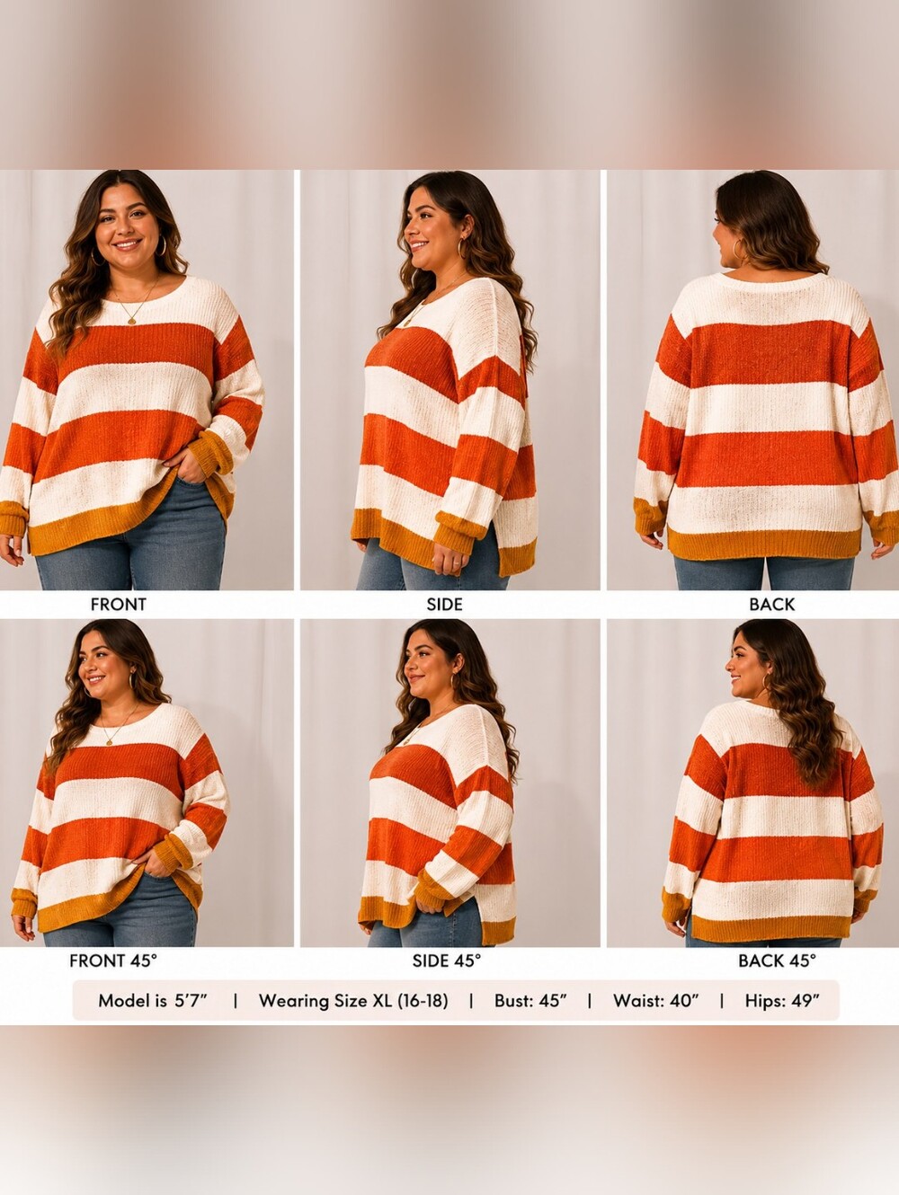 🫛PINQUE Large Styles XL striped chenille sweater